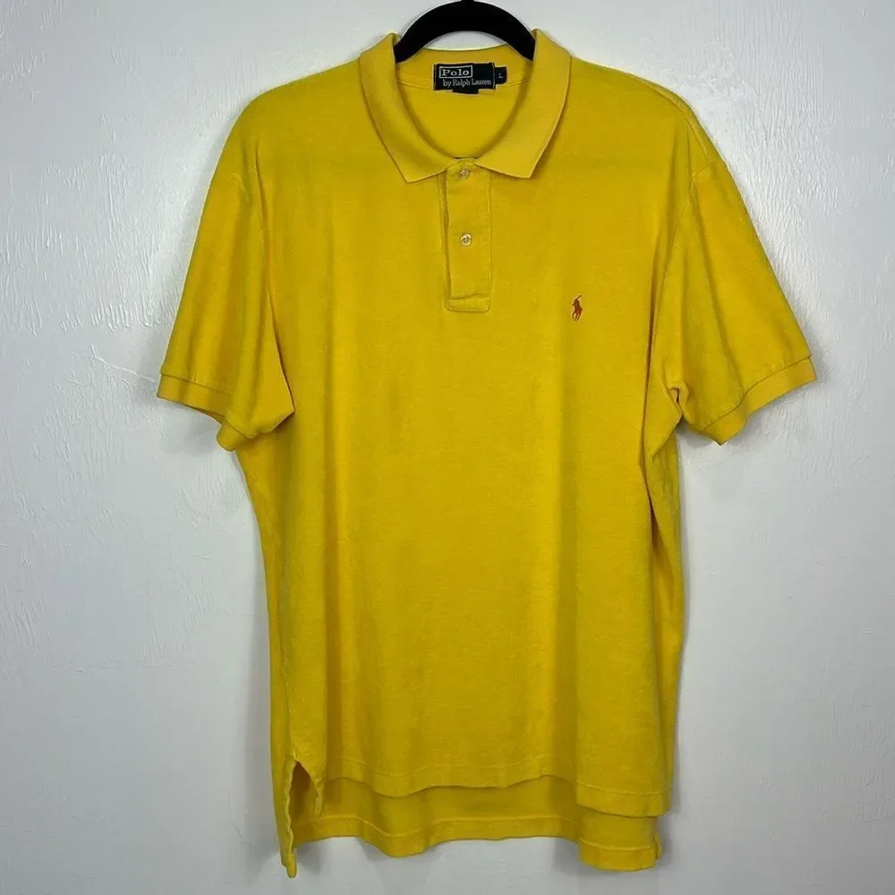 Polo By Ralph Lauren Yellow Cotton Short Sleeve Polo Shirt Size L